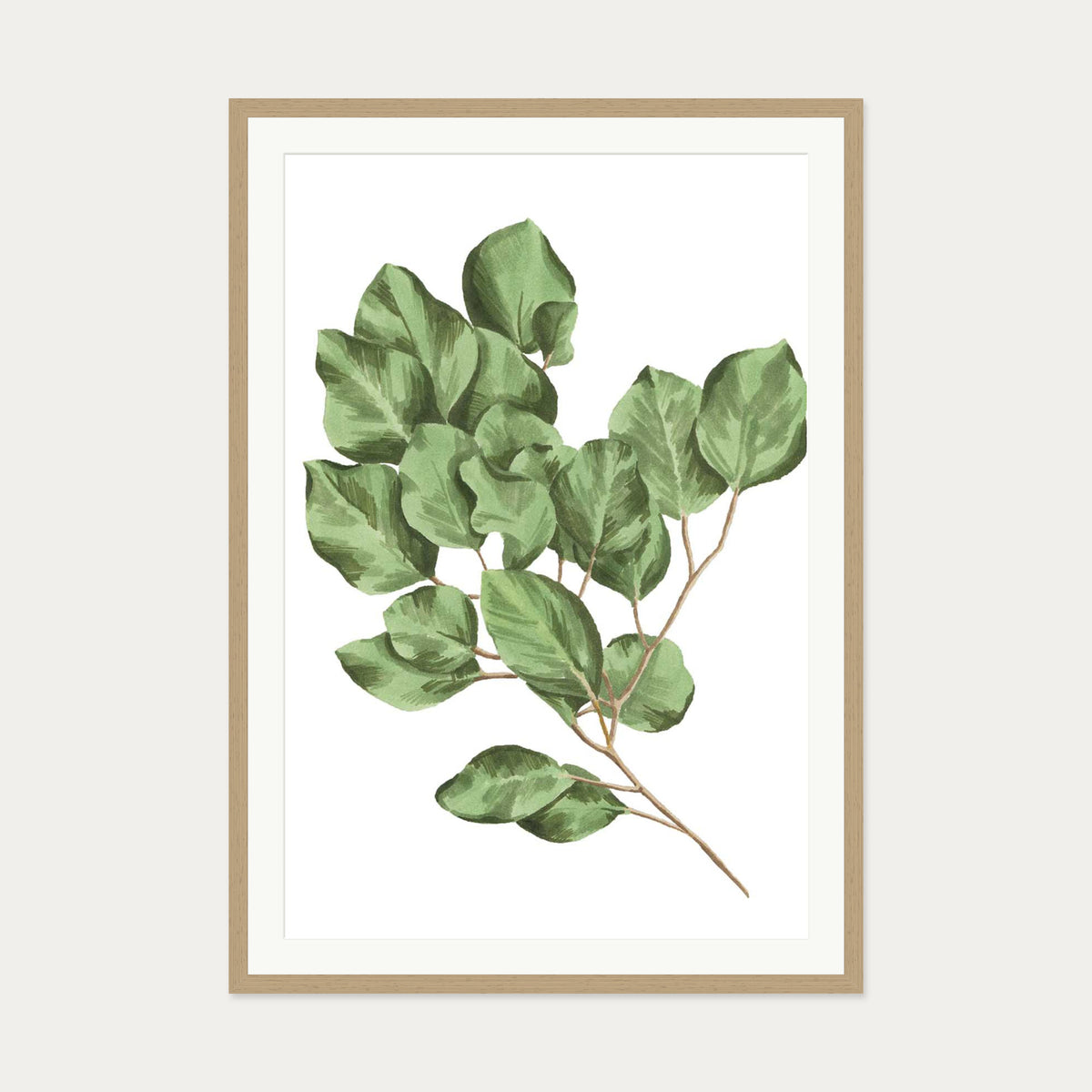 Vibrant Green Leaves Art Print — 70 x 100 cm — Oak Frame
