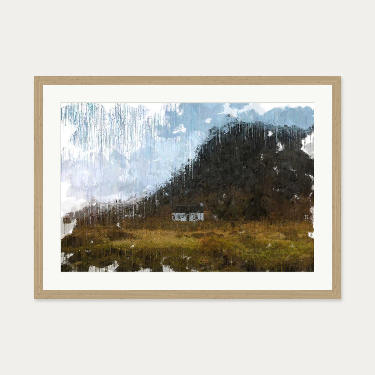 View Over Scottish Hills Art Print — 50 x 70 cm — Oak Frame