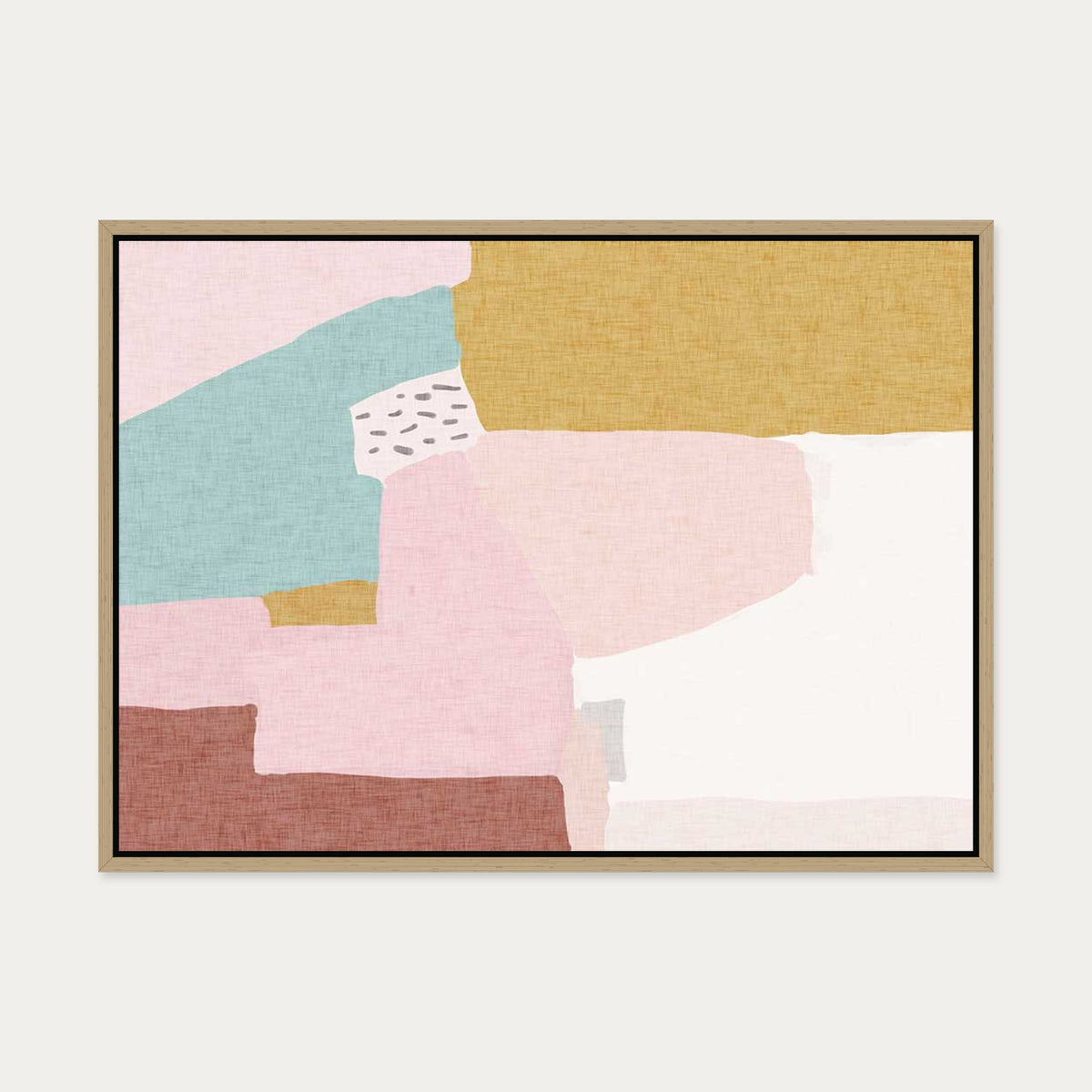 Vintage Abstract Canvas Art — 50 x 70 cm — Oak Frame