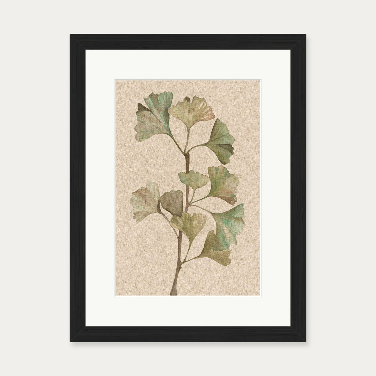 Vintage Botanical Leaf Art Print — 30 x 40 cm — Black Frame