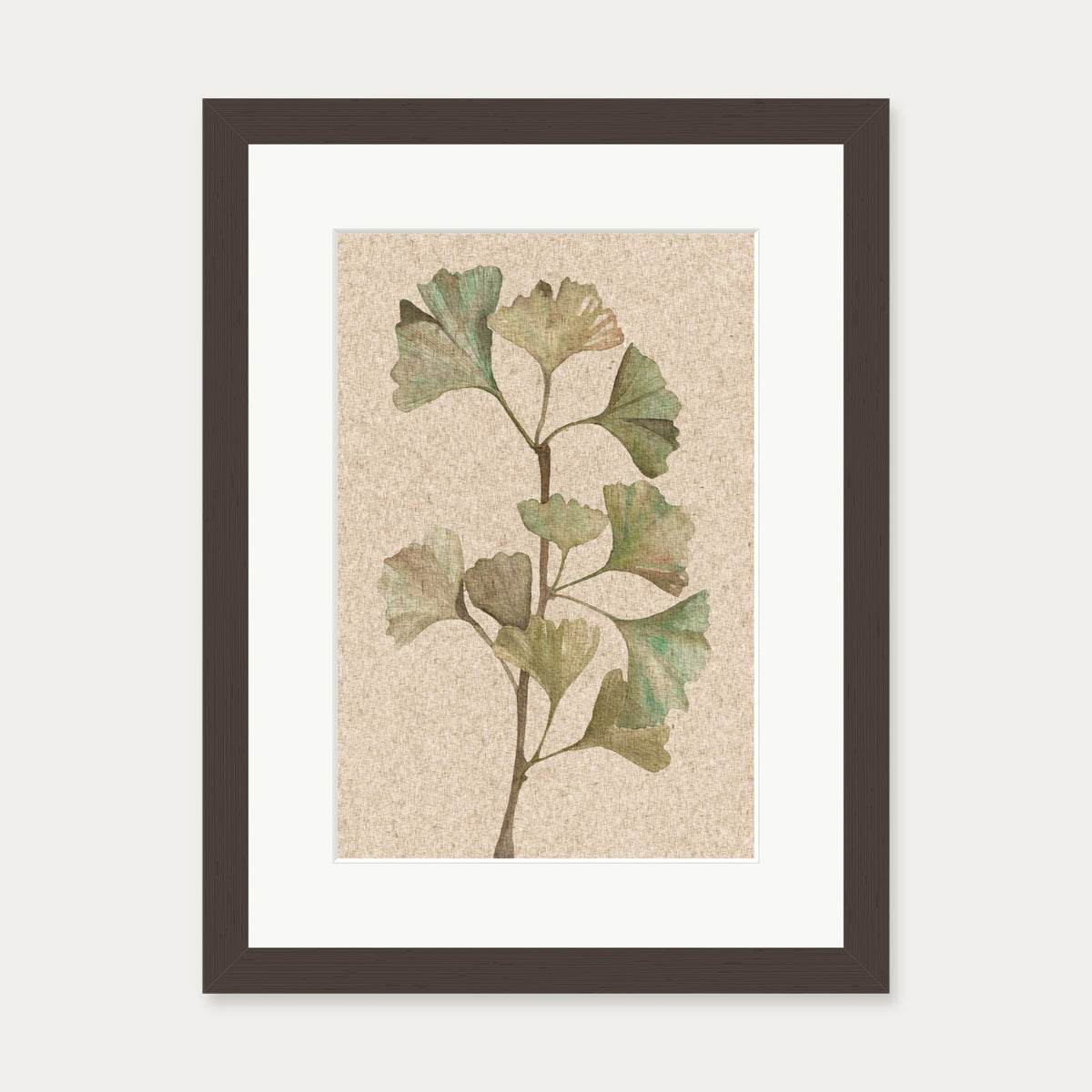 Vintage Botanical Leaf Art Print — 30 x 40 cm — Brown Frame