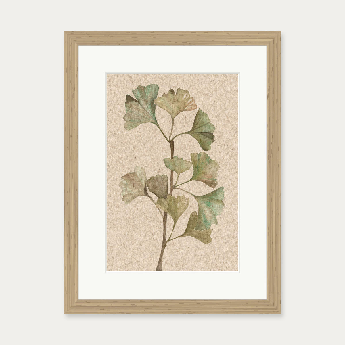 Vintage Botanical Leaf Art Print — 30 x 40 cm — Oak Frame