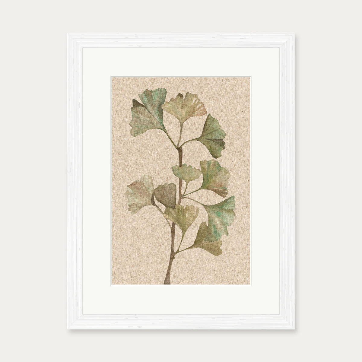 Vintage Botanical Leaf Art Print — 30 x 40 cm — White Frame