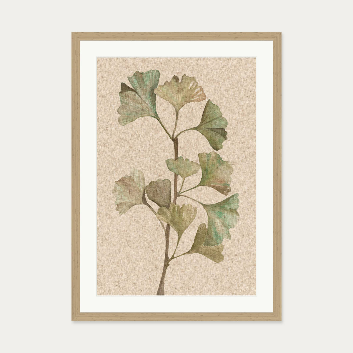 Vintage Botanical Leaf Art Print — 50 x 70 cm — Oak Frame