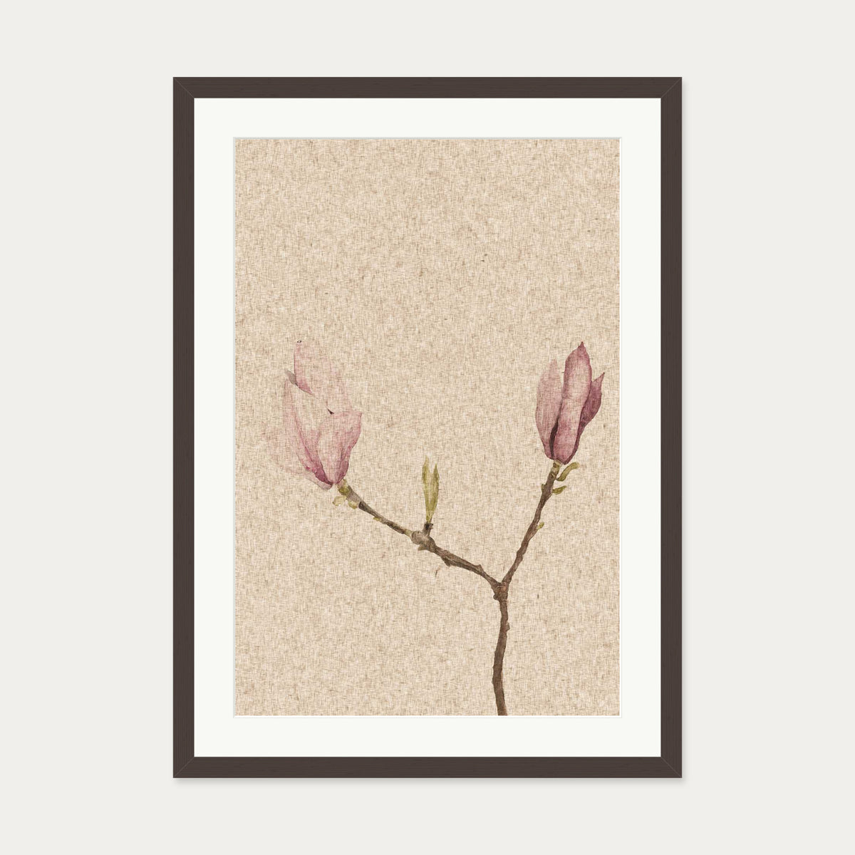 Vintage Rose Art Print — 50 x 70 cm — Brown Frame