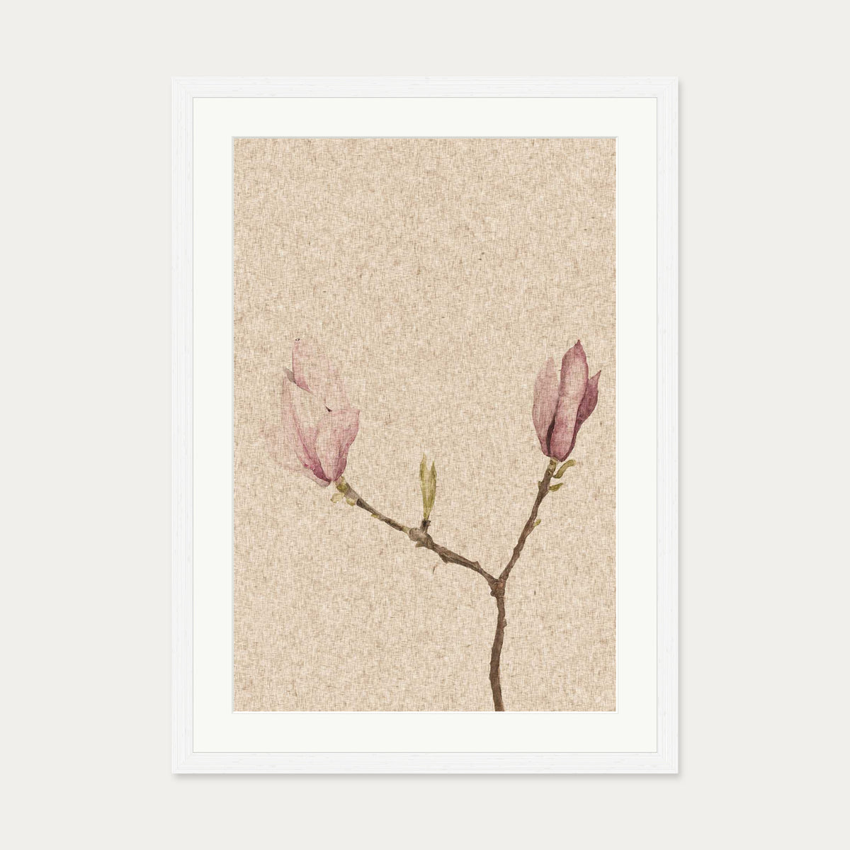 Vintage Rose Art Print — 50 x 70 cm — White Frame