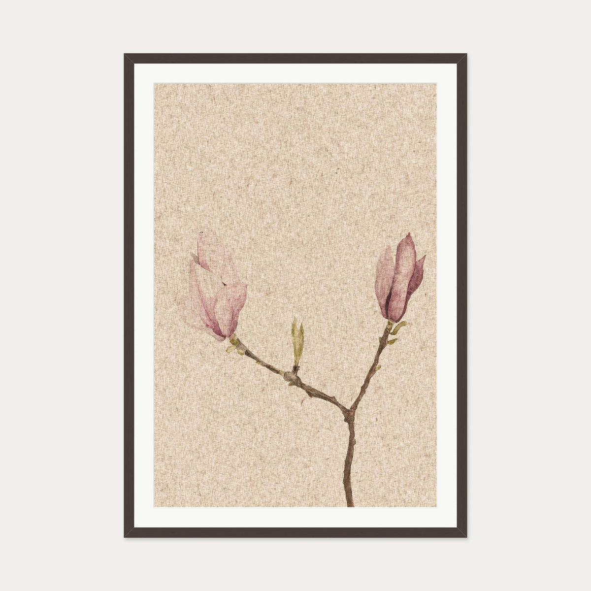 Vintage Rose Art Print — 70 x 100 cm — Brown Frame