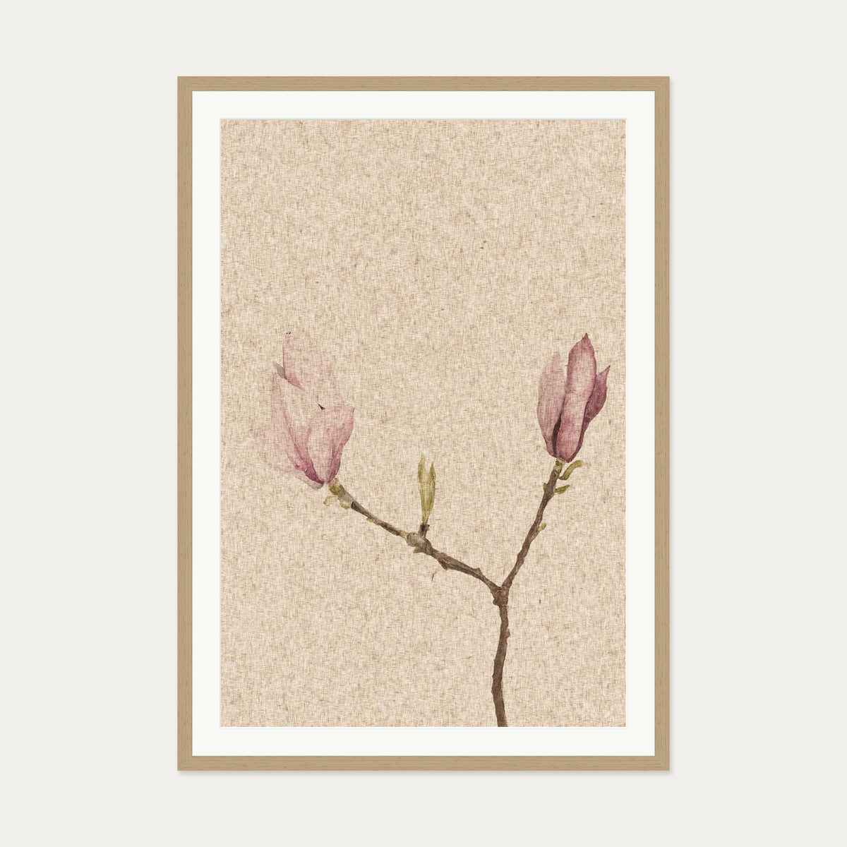 Vintage Rose Art Print — 70 x 100 cm — Oak Frame