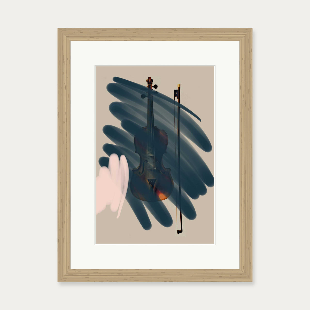 Violin Contemporary Art Print — 30 x 40 cm — Oak Frame