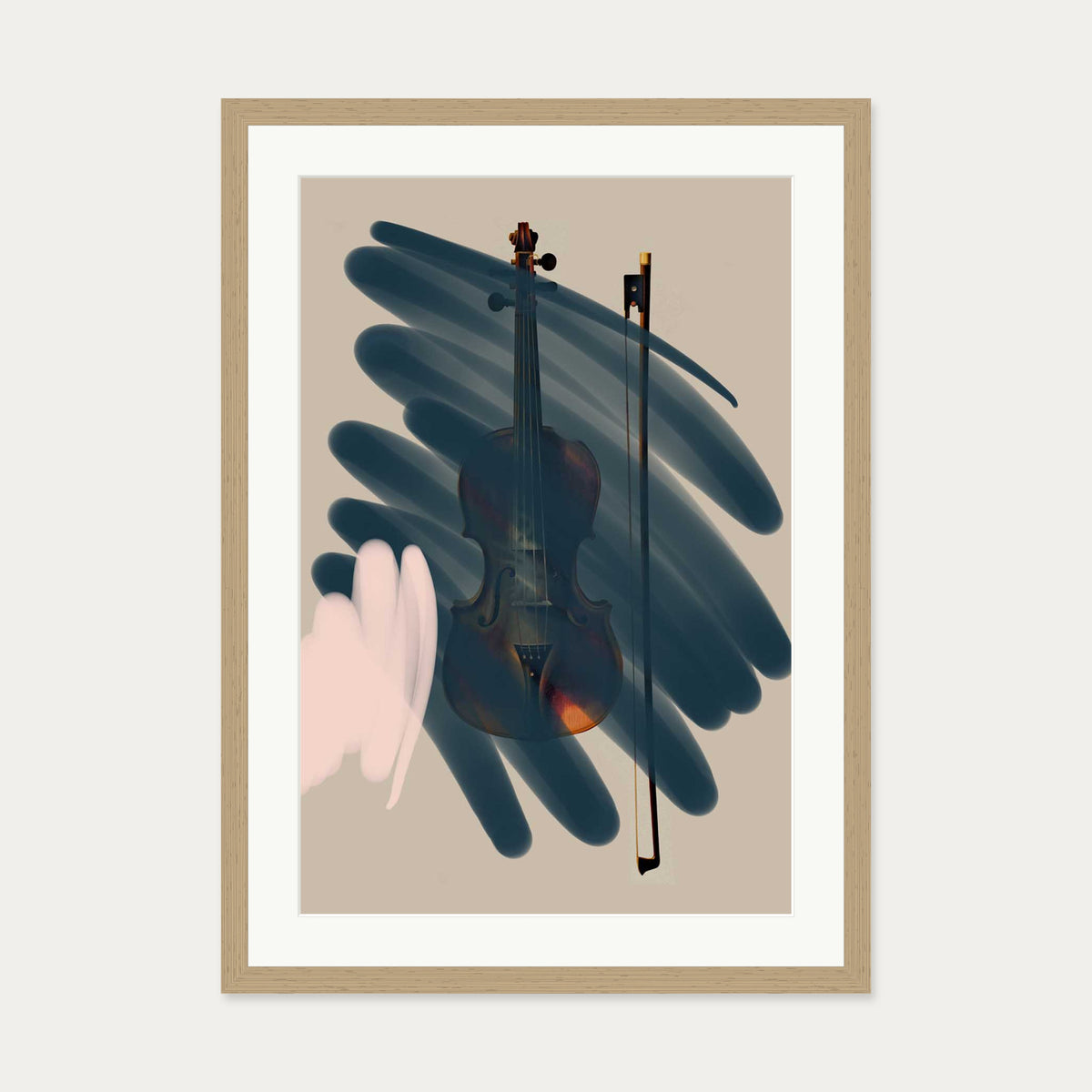 Violin Contemporary Art Print — 50 x 70 cm — Oak Frame