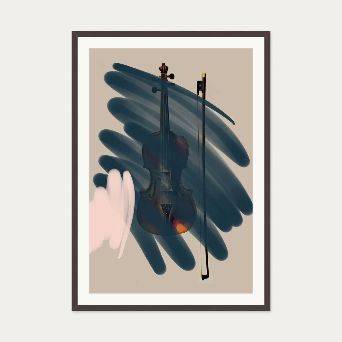Violin Contemporary Art Print — 70 x 100 cm — Brown Frame