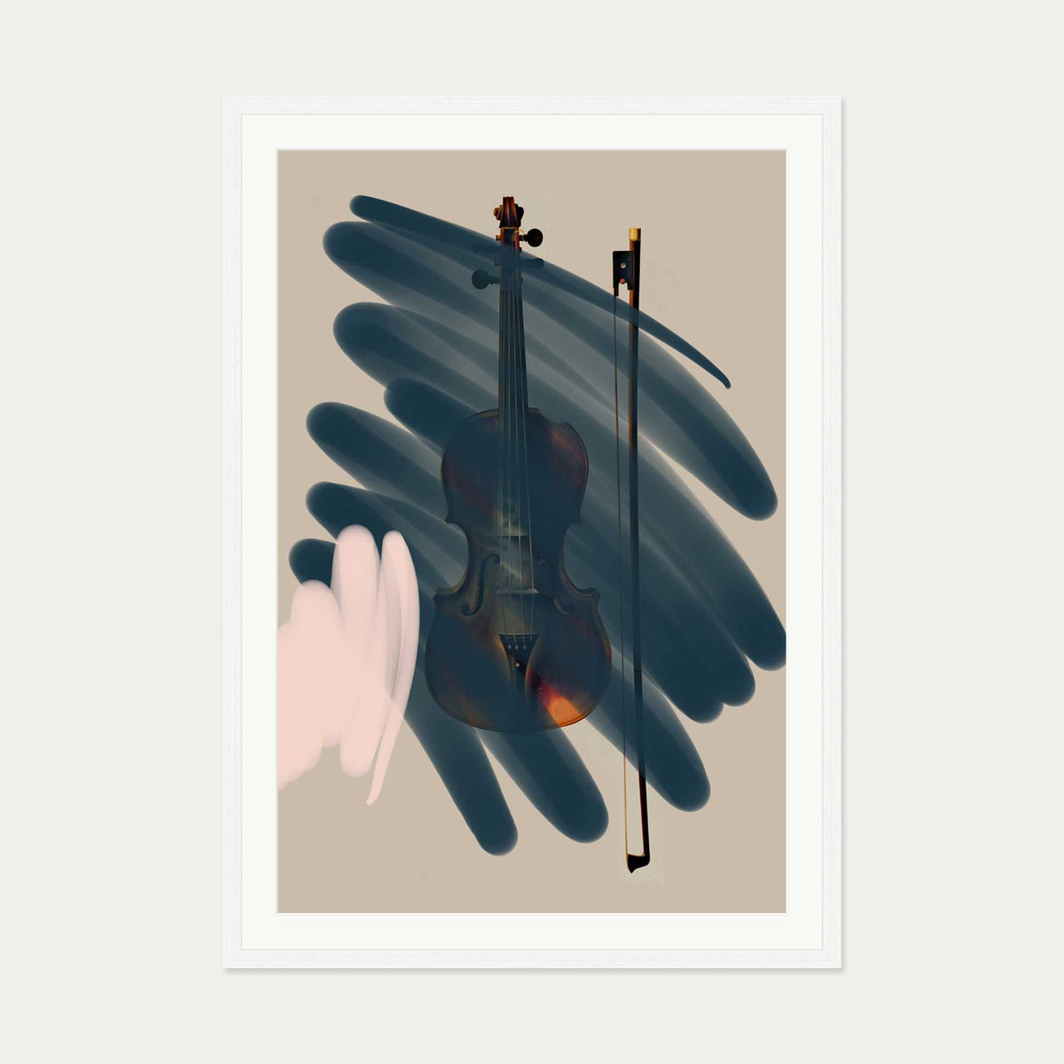 Violin Contemporary Art Print — 70 x 100 cm — White Frame