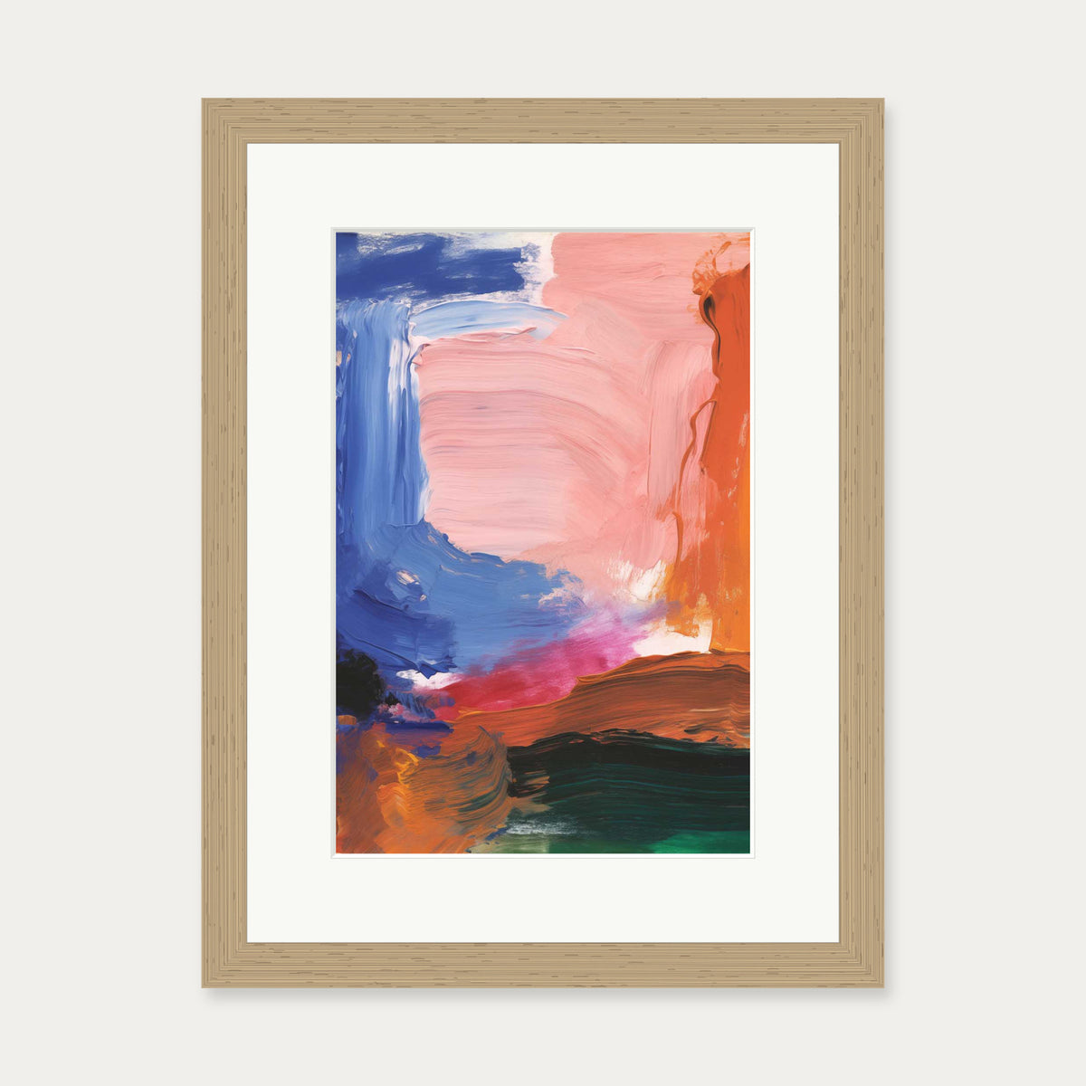 Vivid Abstract Colour Art Print — 30 x 40 cm — Oak Frame