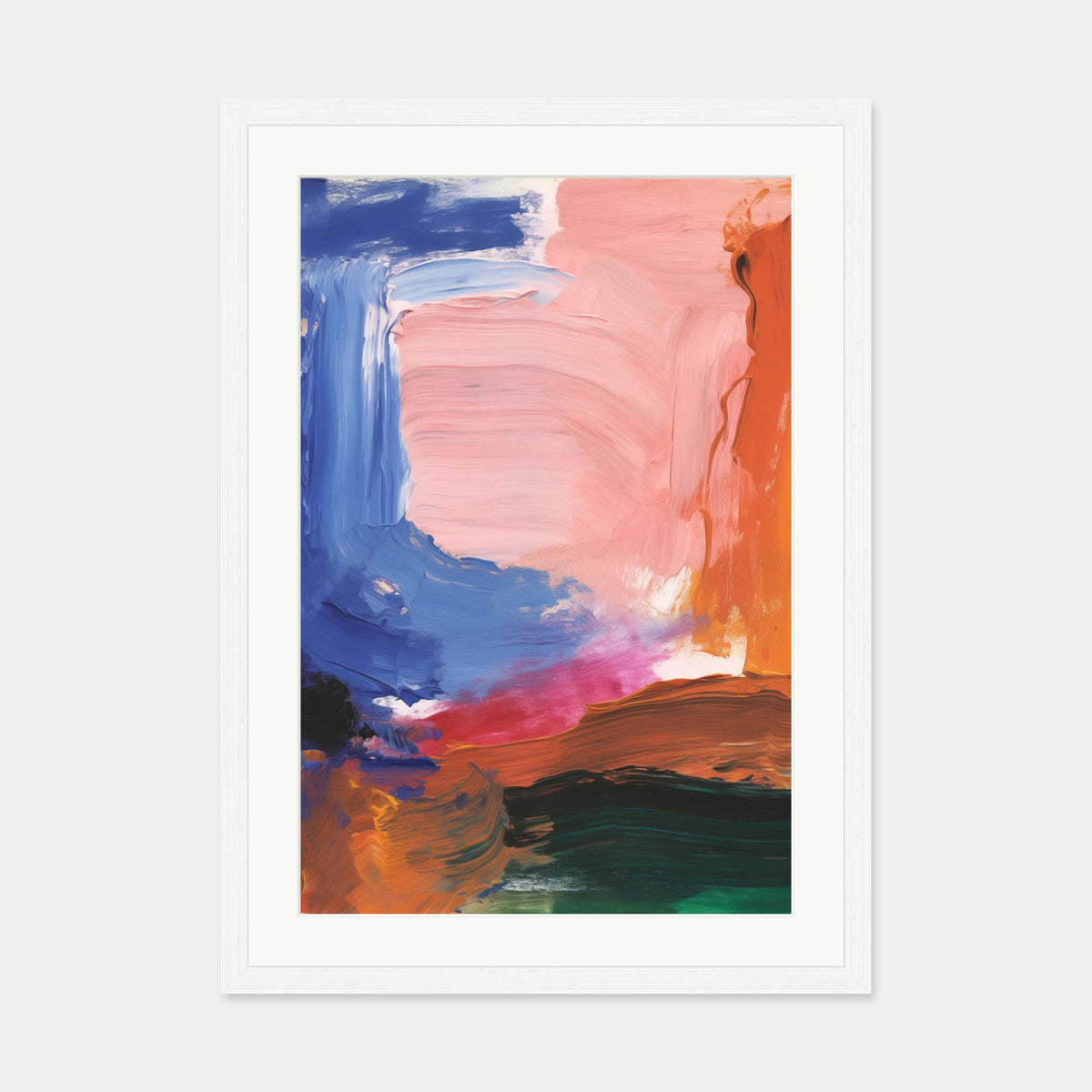 Vivid Abstract Colour Art Print — 50 x 70 cm — White Frame