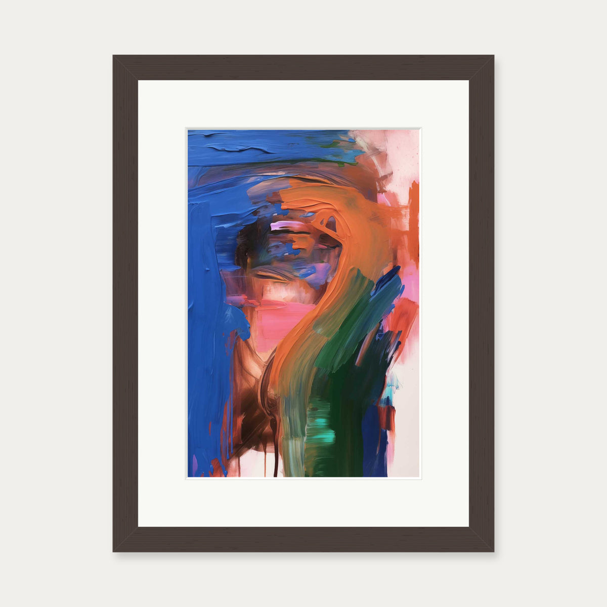 Vivid Abstract Colour II Art Print — 30 x 40 cm — Brown Frame