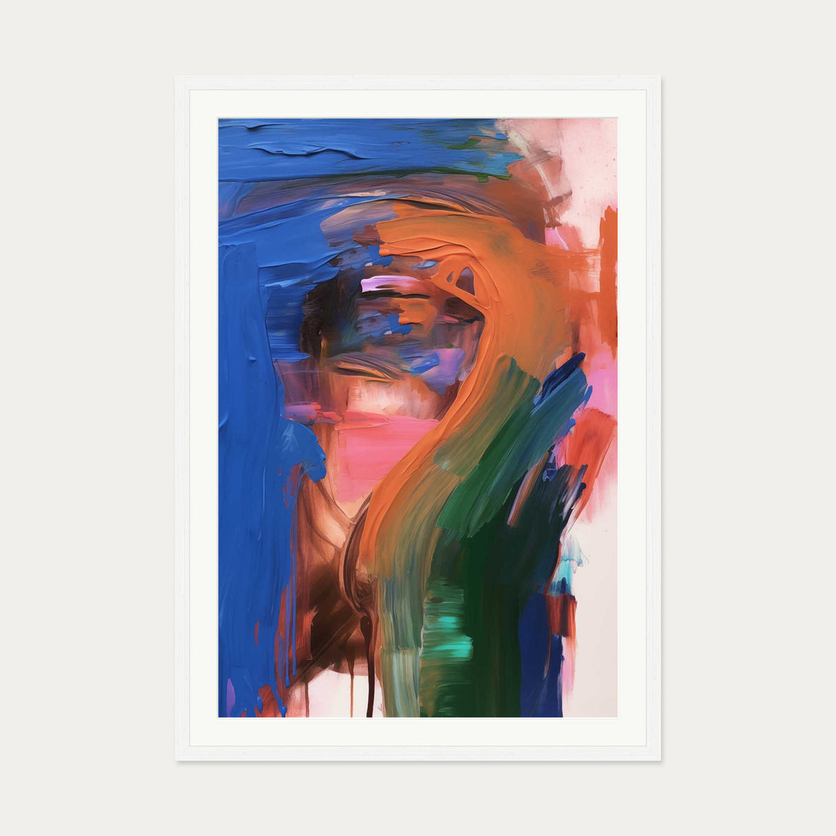 Vivid Abstract Colour II Art Print — 70 x 100 cm — White Frame
