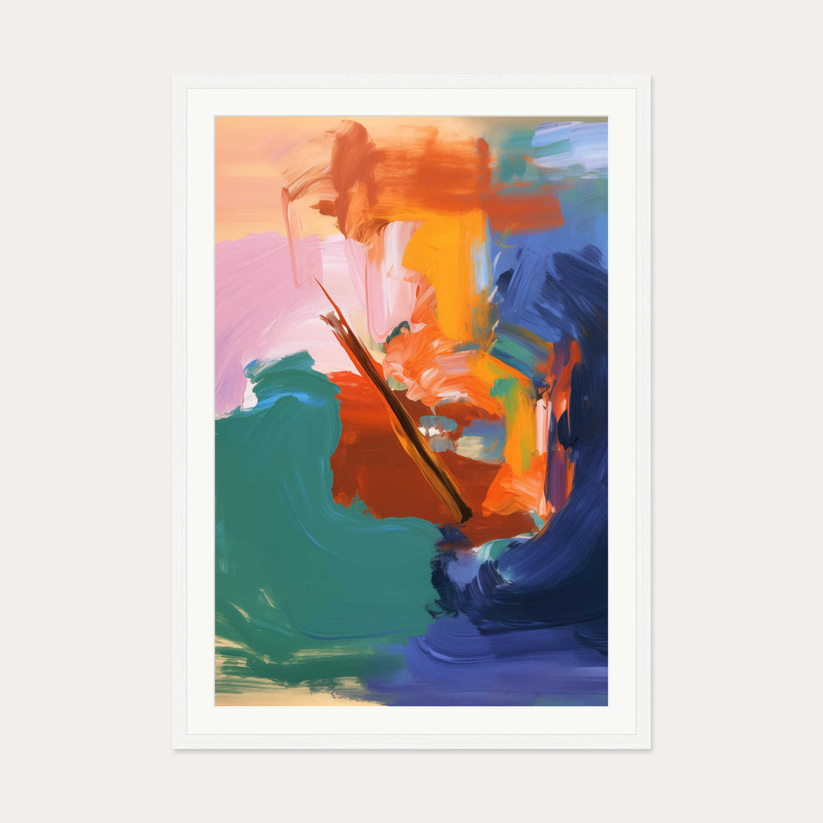 Vivid Abstract Colour III Art Print — 70 x 100 cm — White Frame