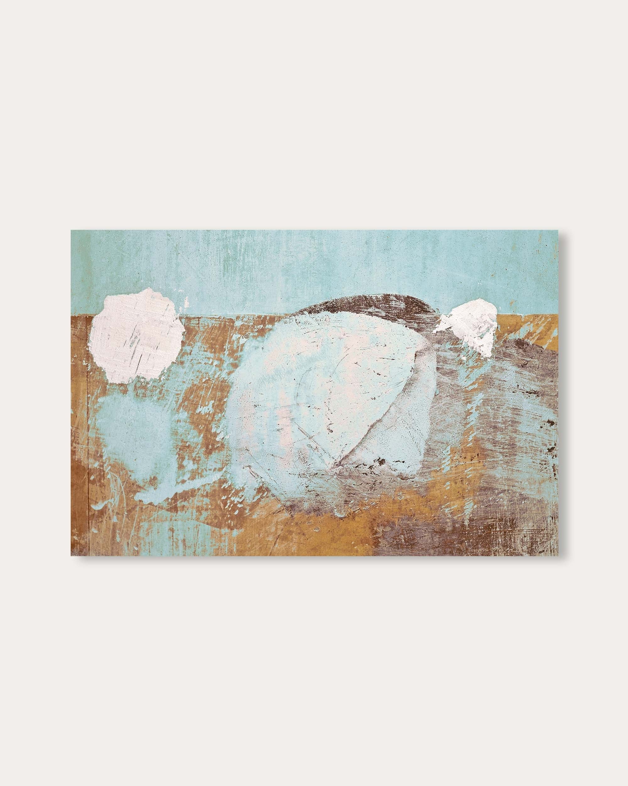 Abstract art piece with circular shapes on a textured background