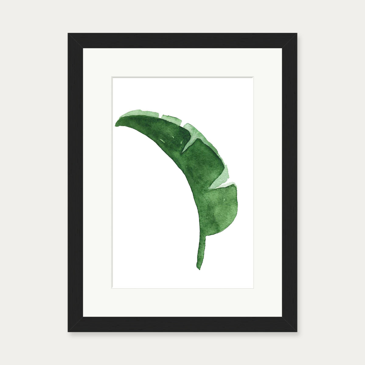 Watercolour Banana Leaf Art Print — 30 x 40 cm — Black Frame
