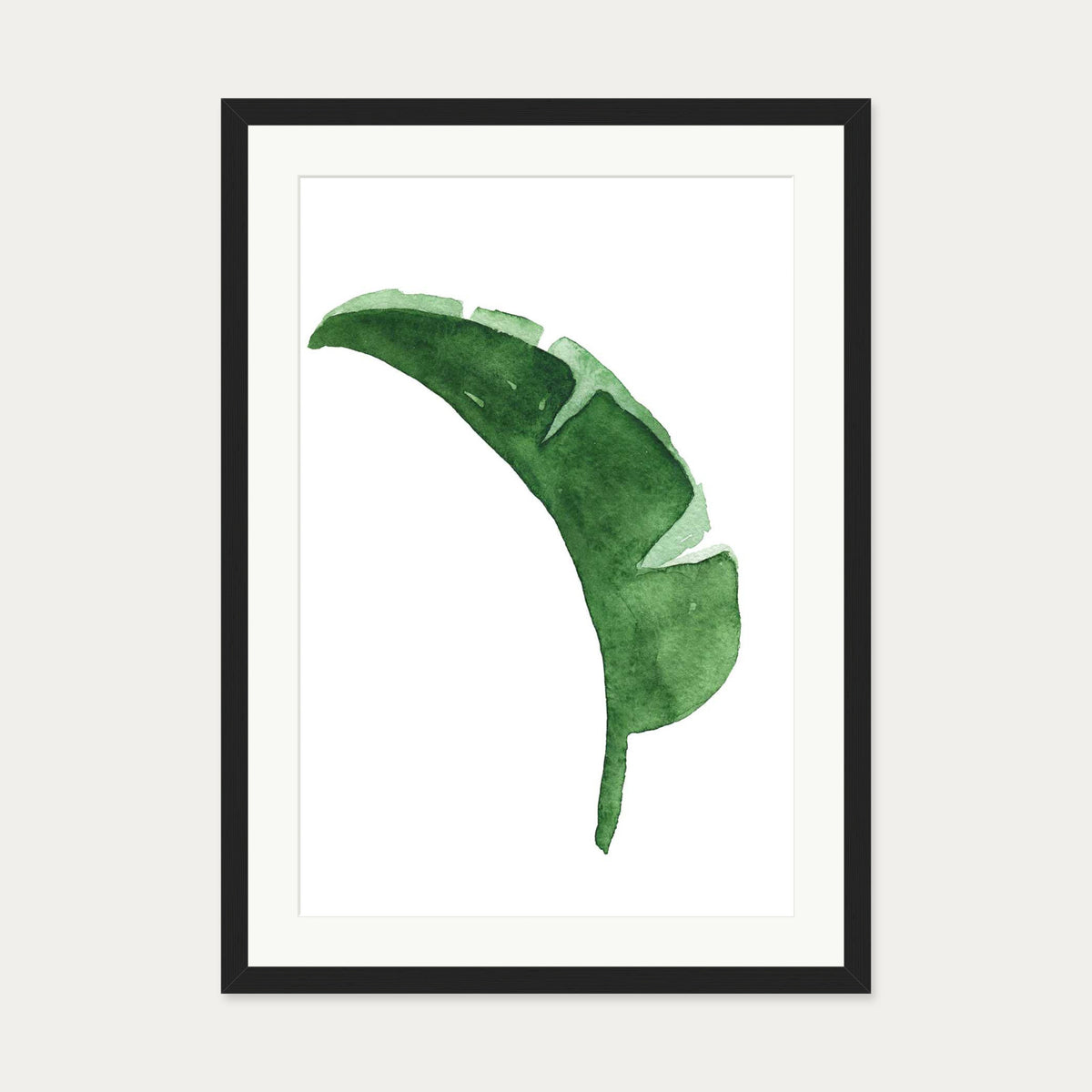 Watercolour Banana Leaf Art Print — 50 x 70 cm — Black Frame