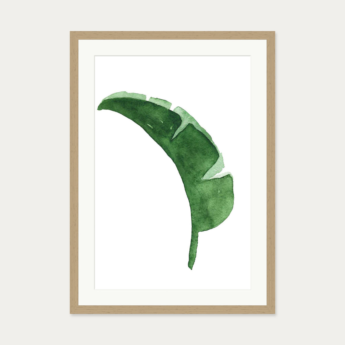 Watercolour Banana Leaf Art Print — 50 x 70 cm — Oak Frame