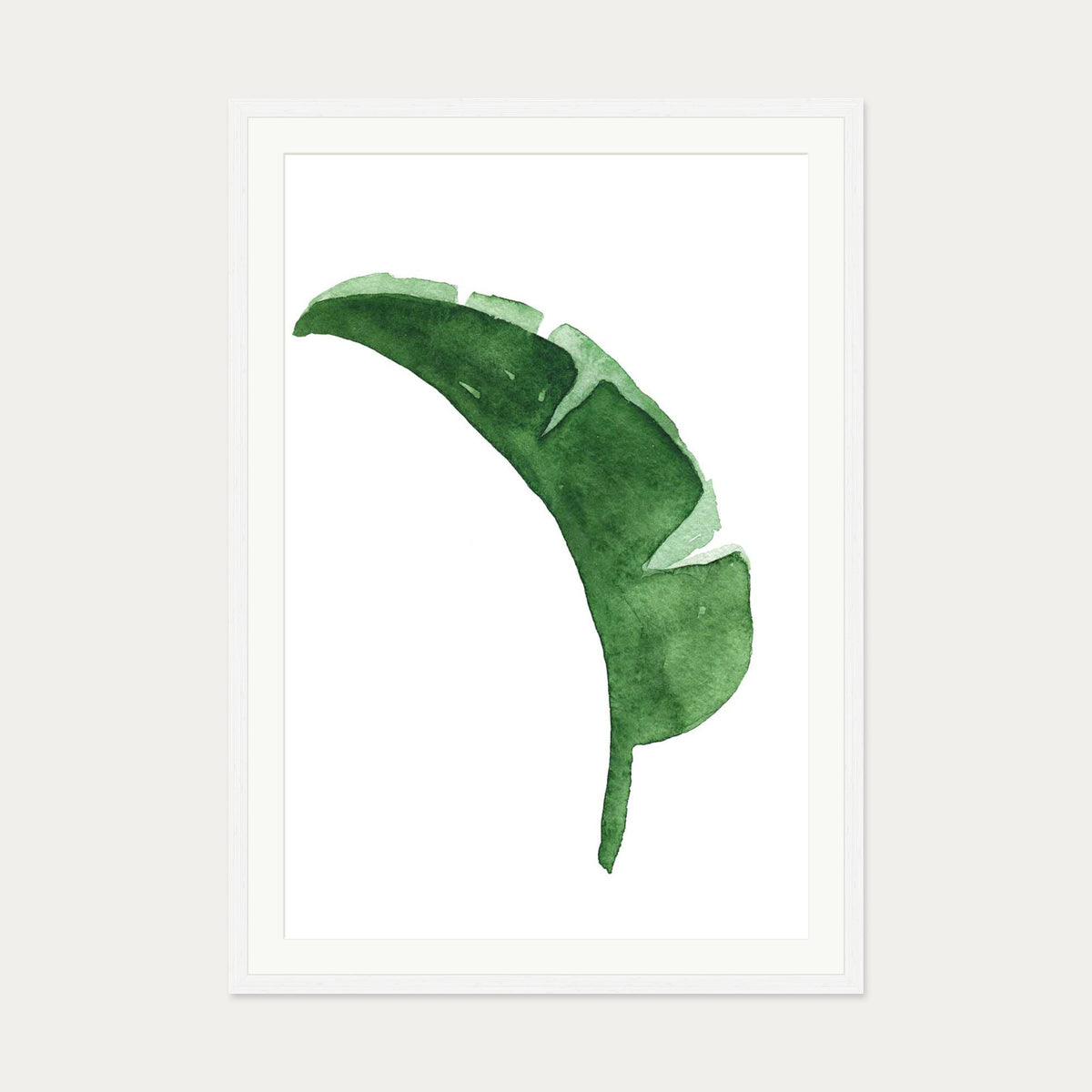 Watercolour Banana Leaf Art Print — 70 x 100 cm — White Frame