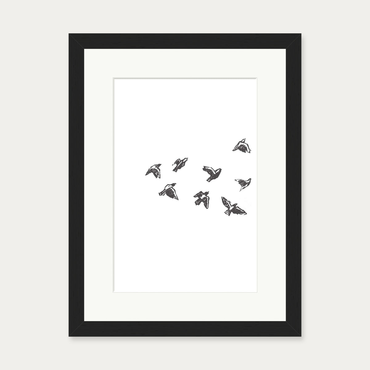 Watercolour Birds 1 Art Print — 30 x 40 cm — Black Frame