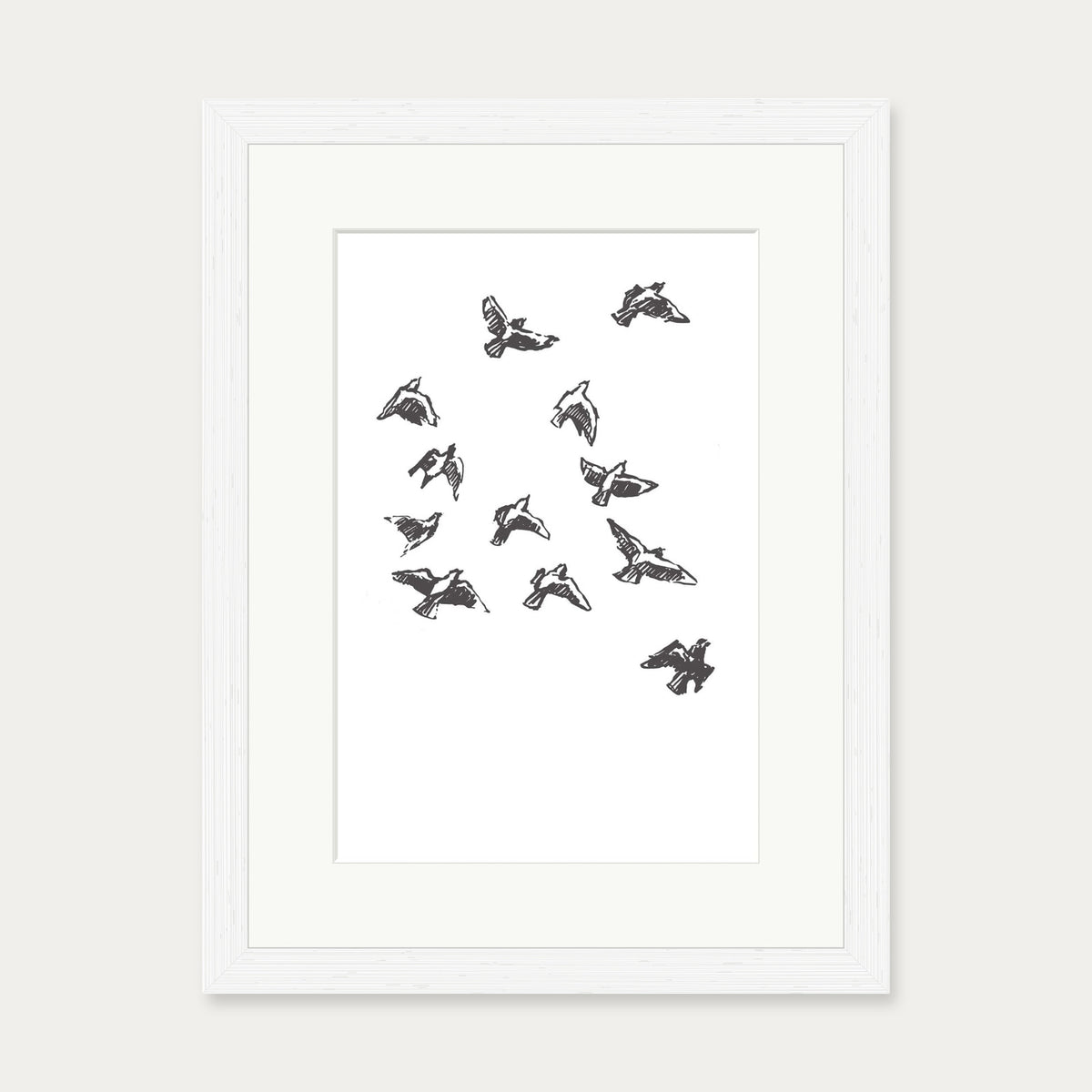 Watercolour Birds 2 Art Print — 30 x 40 cm — White Frame