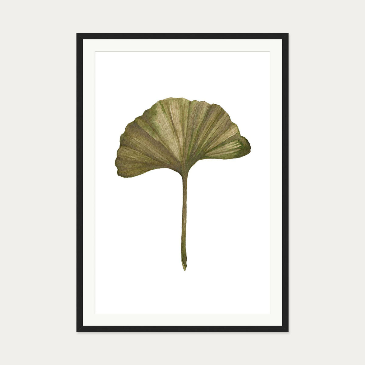 Watercolour Ginkgo Leaf Art Print — 70 x 100 cm — Black Frame