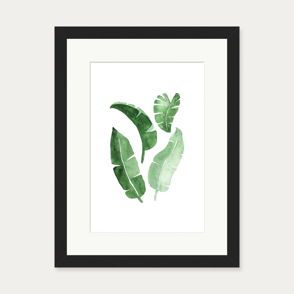 Watercolour Leaves Art Print — 30 x 40 cm — Black Frame