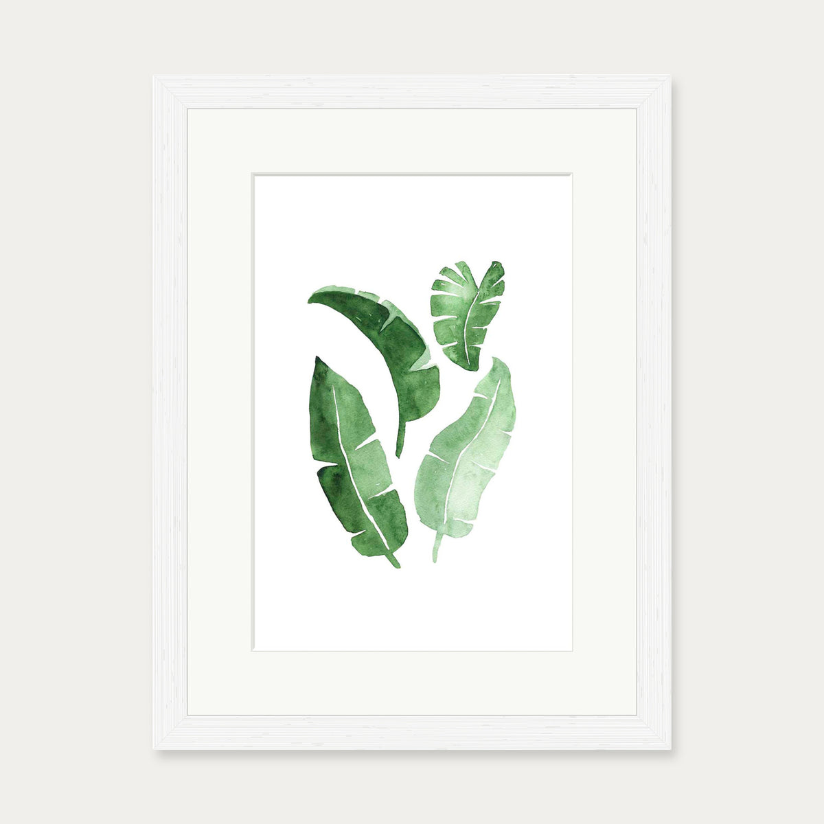 Watercolour Leaves Art Print — 30 x 40 cm — White Frame