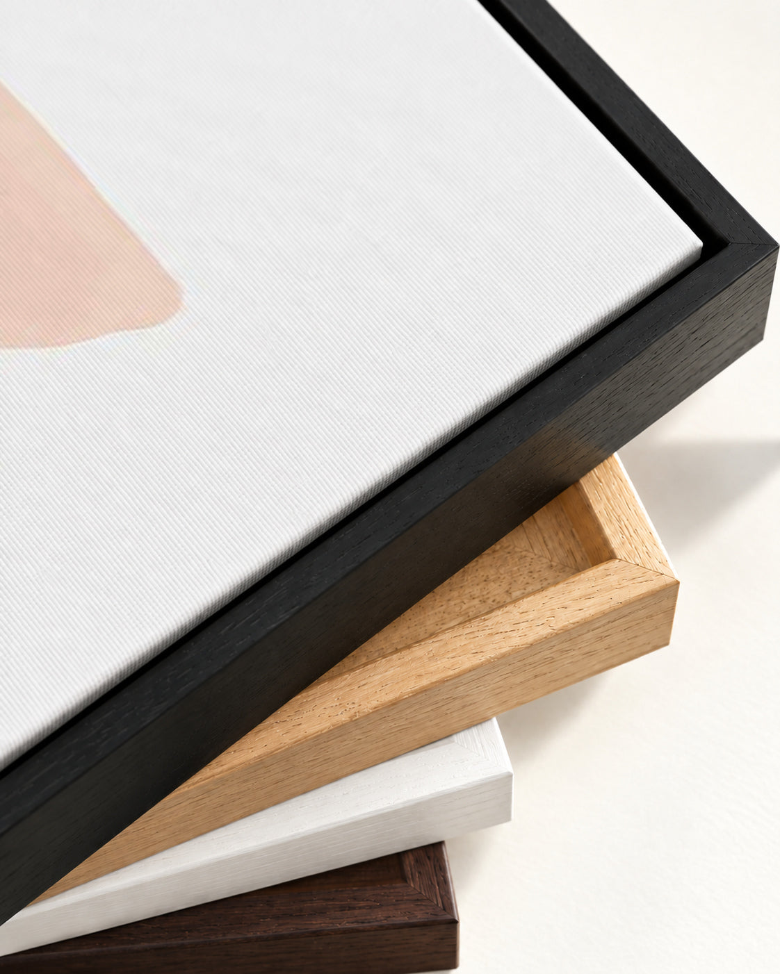 Watercolour Shapes Canvas Art — framed canvas corner and wrapped canvas detail