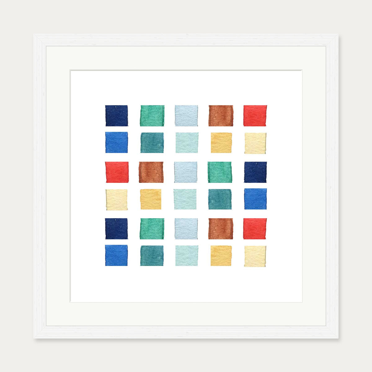 Watercolour Swatches Art Print — 50 x 50 cm — White Frame