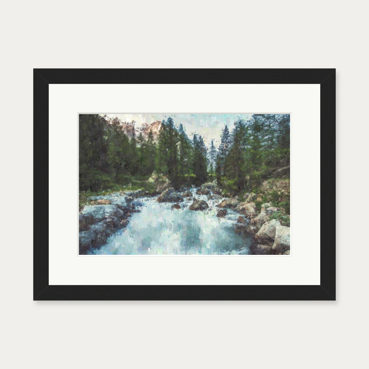 Waterfall In The Forest Art Print — 30 x 40 cm — Black Frame
