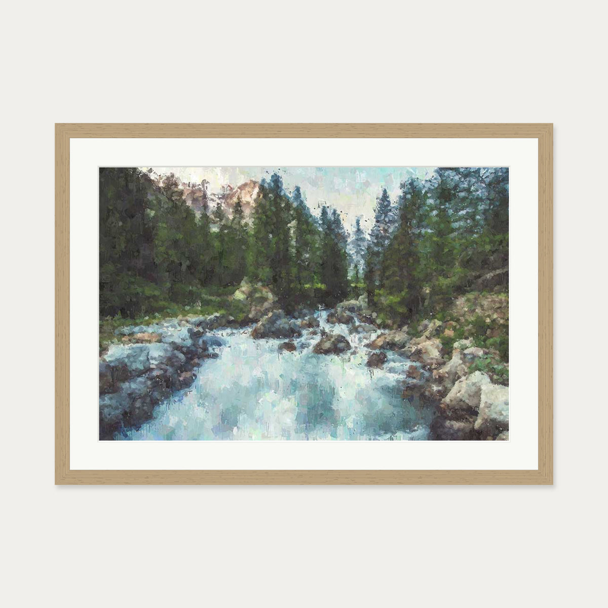 Waterfall In The Forest Art Print — 50 x 70 cm — Oak Frame