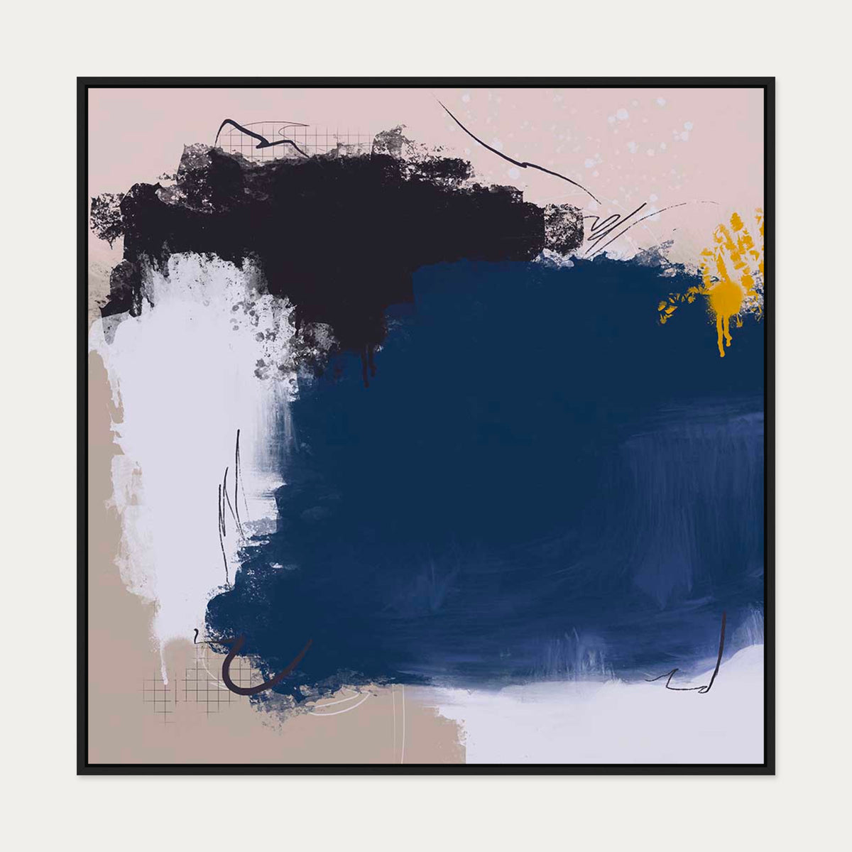 Went For A Swim Canvas Art — 100 x 100 cm — Black Frame