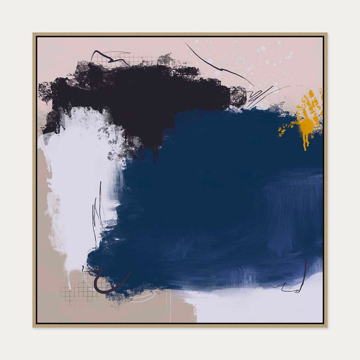 Went For A Swim Canvas Art — 100 x 100 cm — Oak Frame