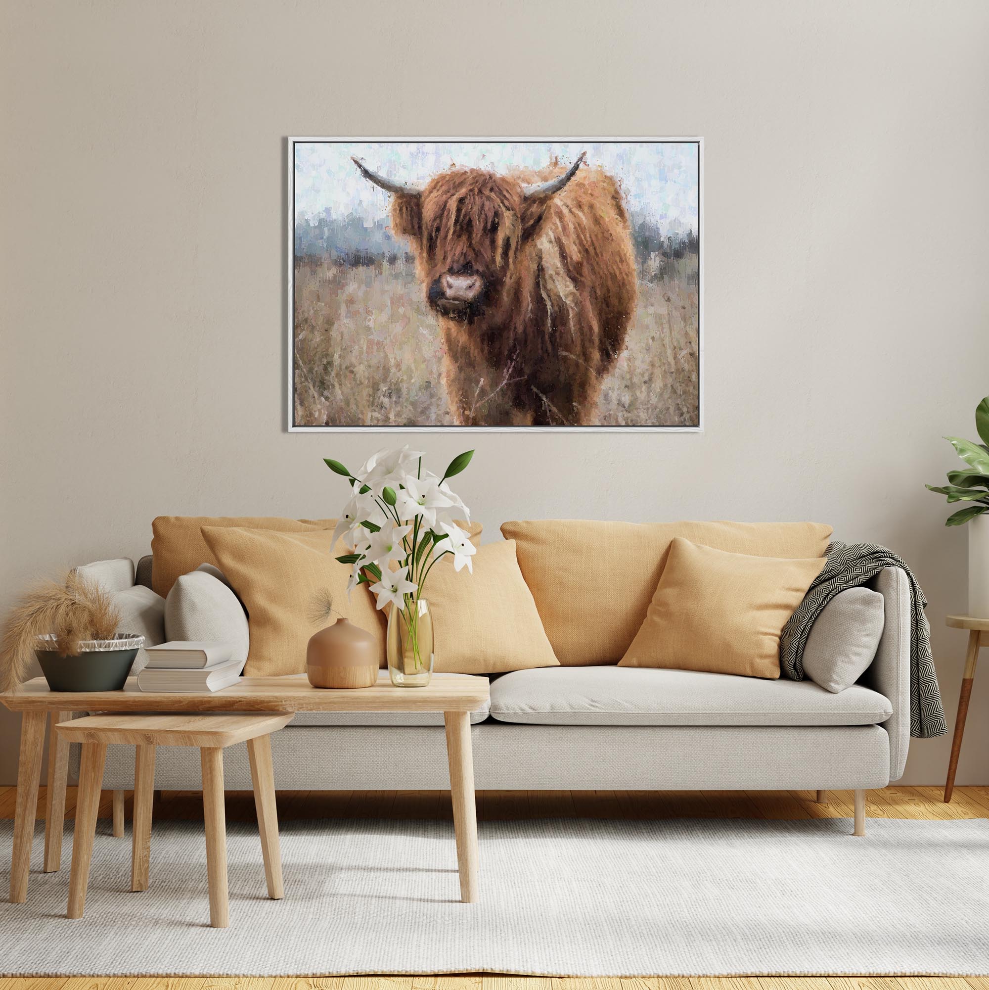 Highland Cow Portrait Print On Canvas-Abstract House