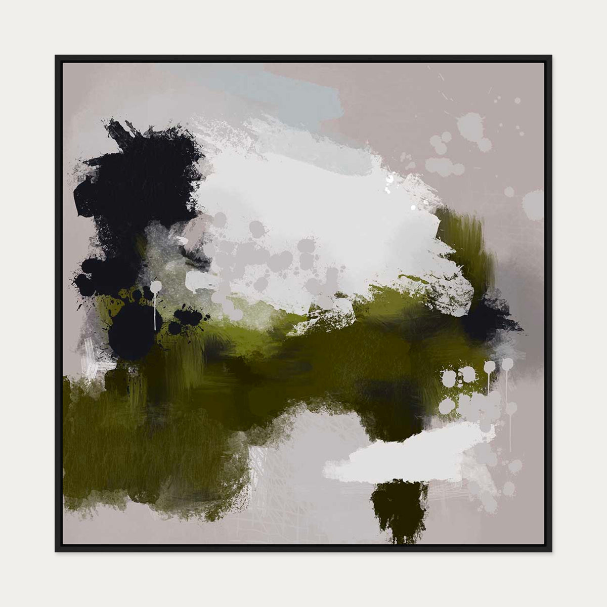 Wimbledon Park Abstract Canvas Art — 100 x 100 cm — Black Frame