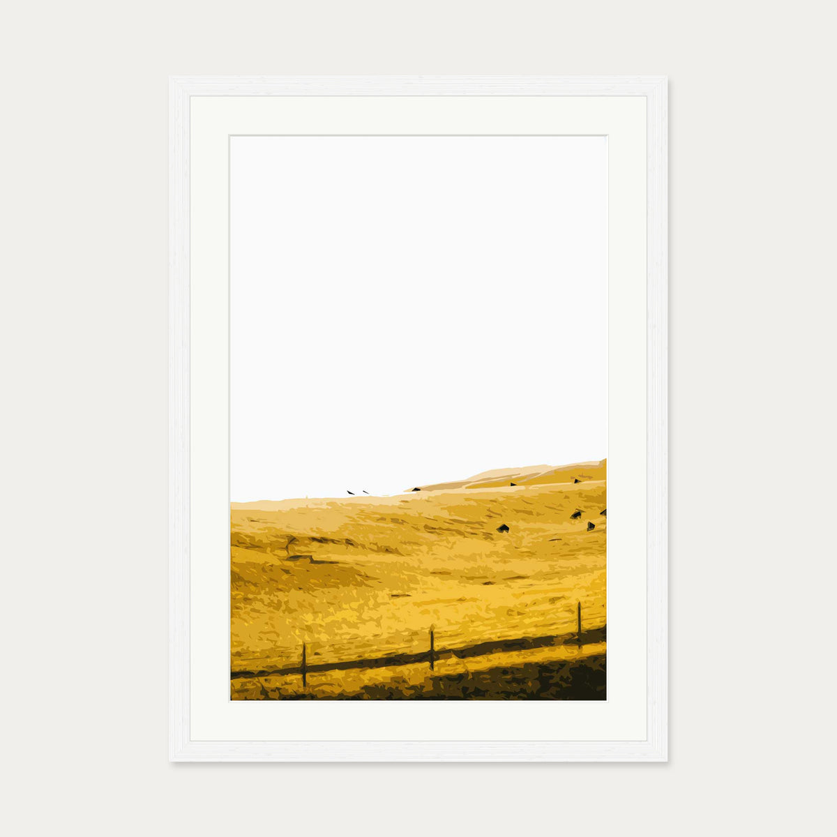 Yellow Fields Of Gold Art Print — 50 x 70 cm — White Frame