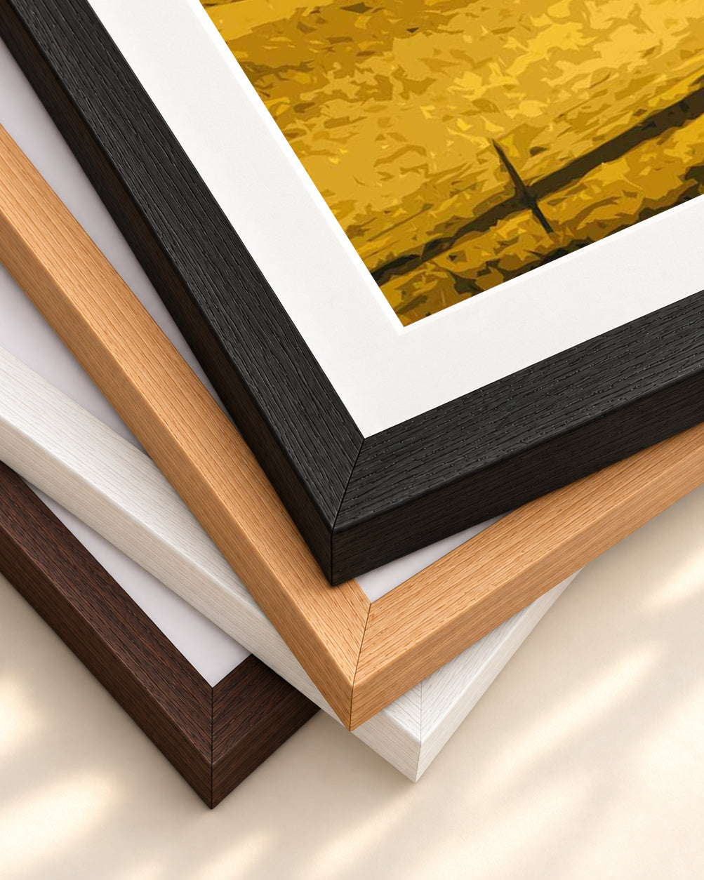 Yellow Fields Of Gold Art Print — framed print corner with 5 cm mount and bevel