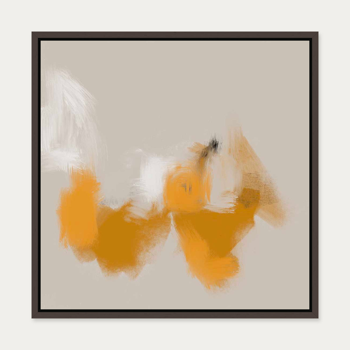 Yellow Dance Canvas Art — 50 x 50 cm — Brown Frame