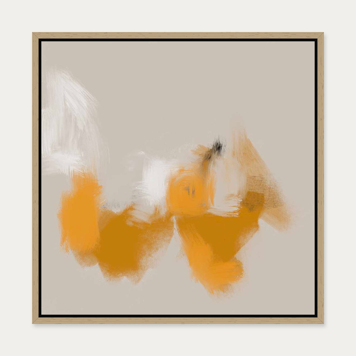 Yellow Dance Canvas Art — 50 x 50 cm — Oak Frame