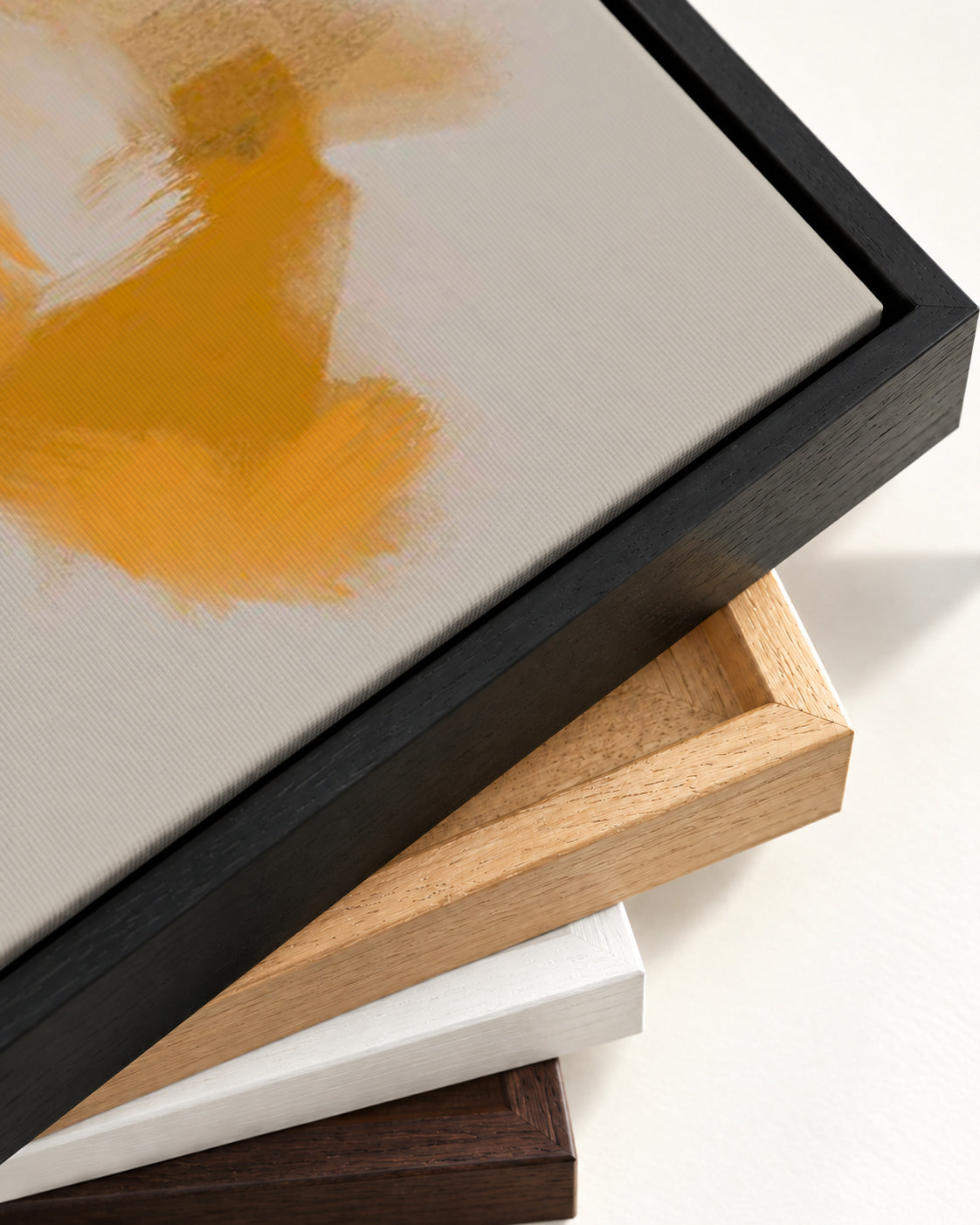 Yellow Dance Canvas Art — framed canvas corner and wrapped canvas detail
