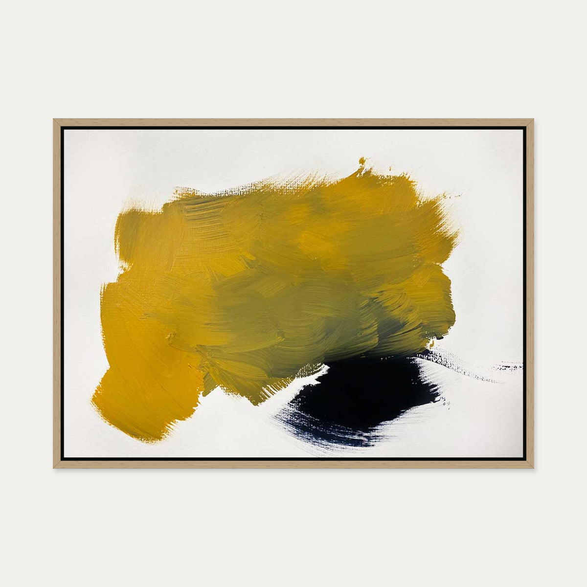 Yellow Ochre Strokes — 50 x 70 cm — Oak Frame