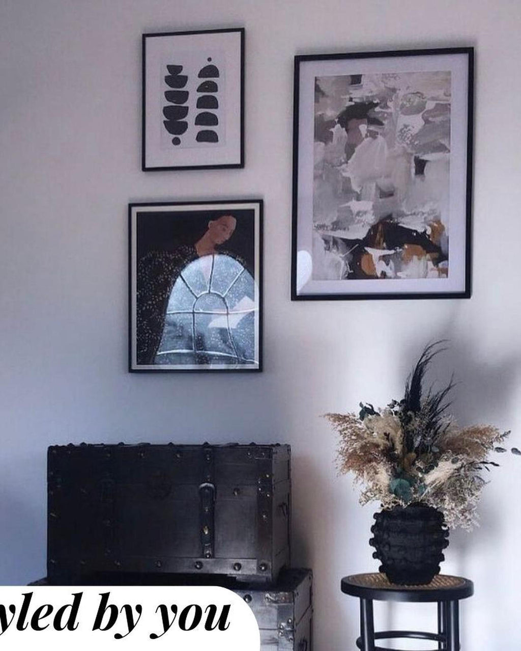 Framed Prints above a vase