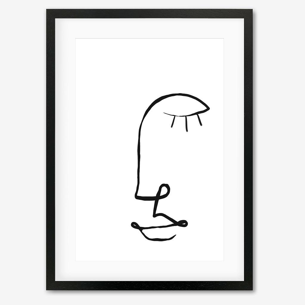 Face Line Drawing Art Print - Black Frame - Abstract House