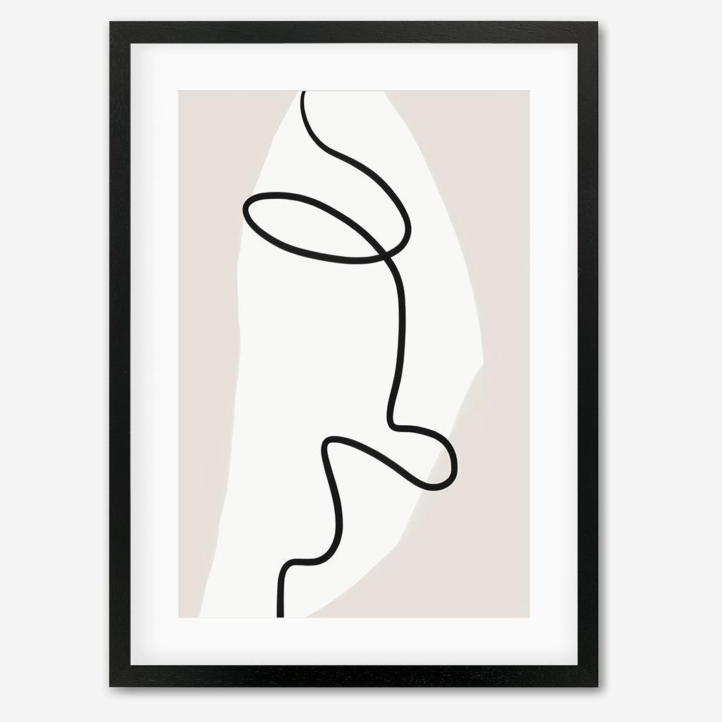 Abstract Face Line Art Print - Black Frame - Abstract House