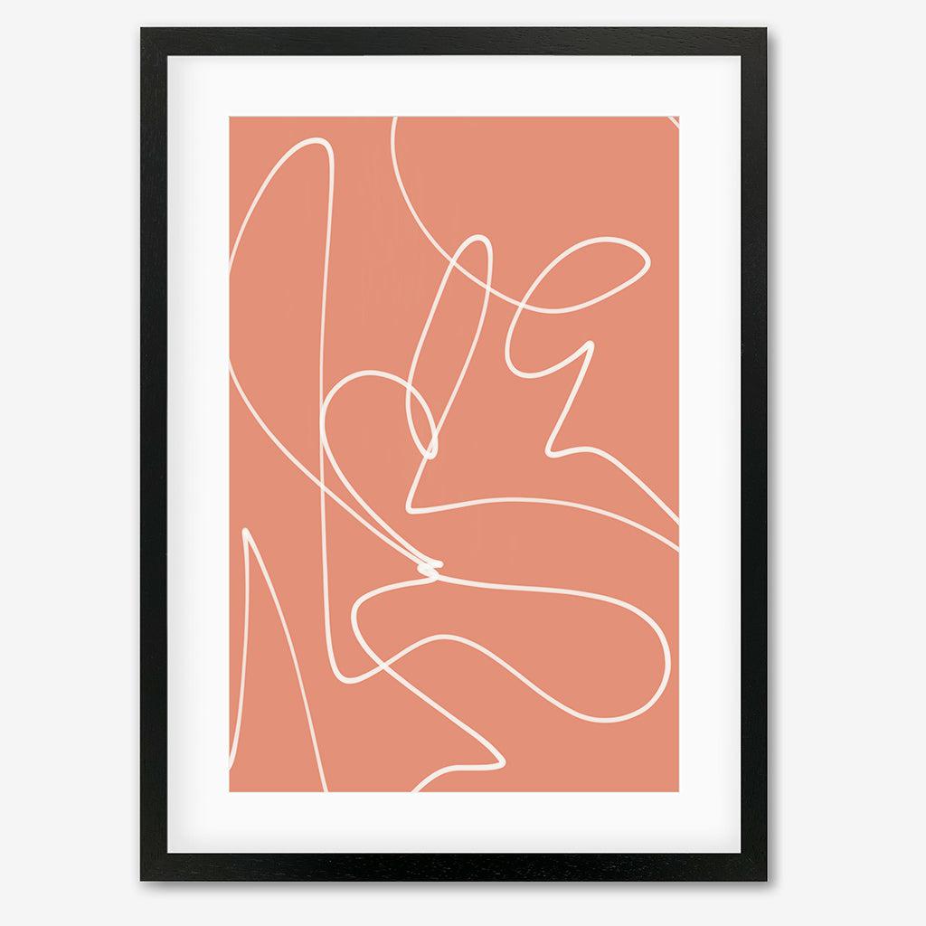 Abstract Line Scribble Framed Art - Black Frame - Abstract House