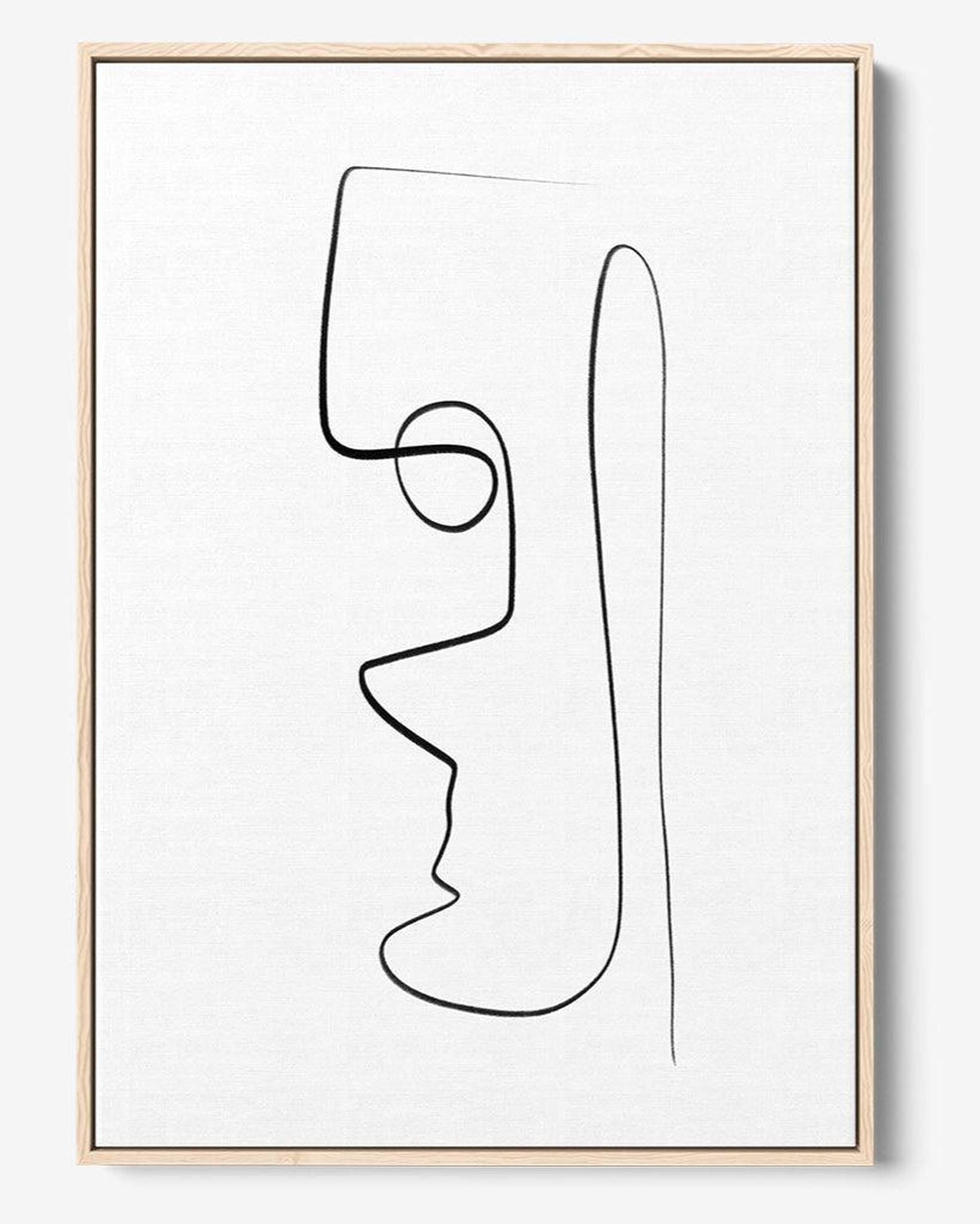 Framed abstract line art on a white background